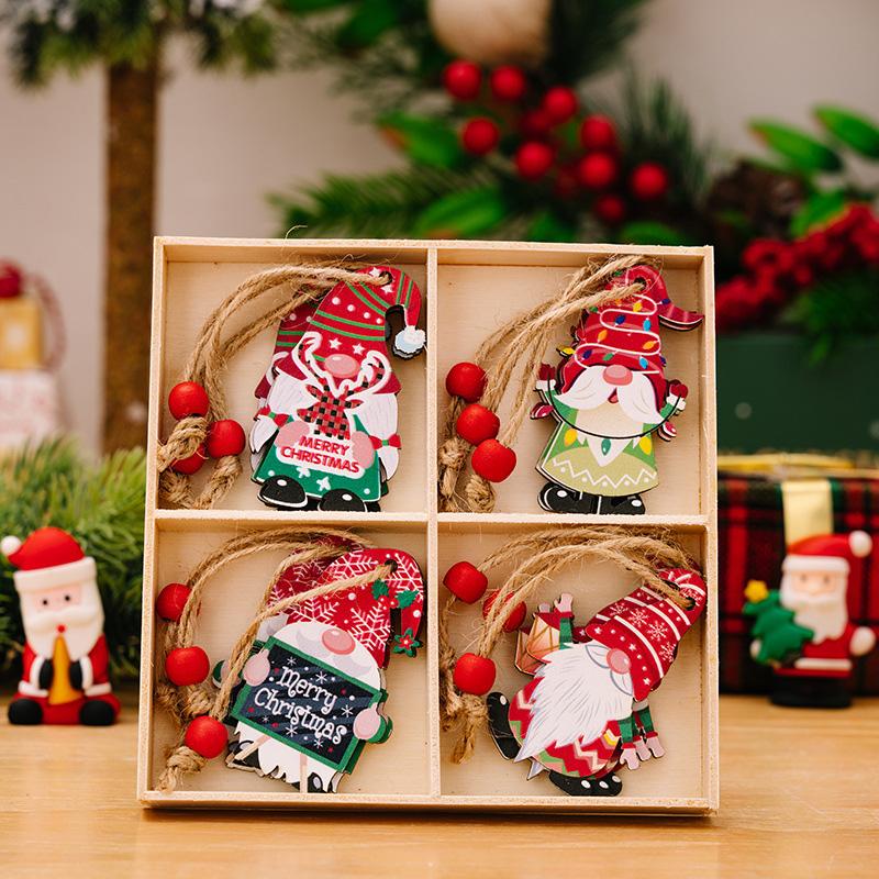 12Pcs Gnomes Pendants For Xmas Tree Christmas Decoration New Year Gift Wooden 2025 Christmas Hanging Ornaments