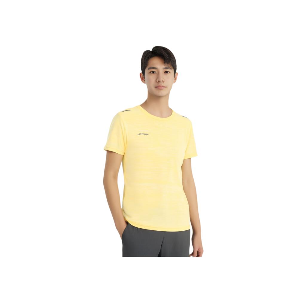 Li Ning Plain Logo Round Neck Pullover Short Sleeve T-Shirt Unisex T-Shirts Chrome-Yellow ATSS600-4