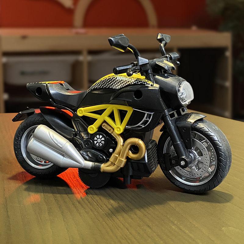 Non-Toxic 1/14 Motorcycle Toys Simulation Alloy Car Model With Sound And Light Pull Back Toy Car Toys Hobbies Modeling Die Cast Vehicles