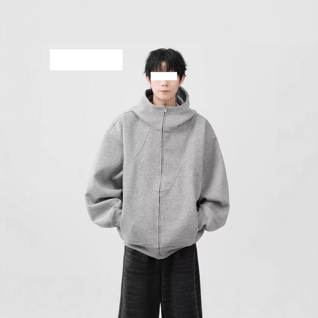 American hooded jacket heavy sweater men's spring and autumn new fat plus size cardigan versatile high street couple hoodie