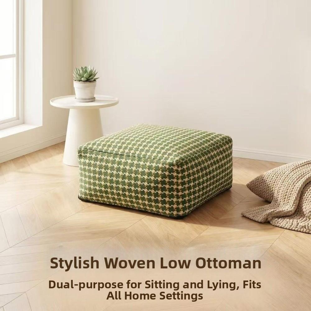 Large Capacity Square Pouf Cover Removable No Fillings Storage Leg Bench Non-Slip Minimalist Shoe-changing Stool Bedroom