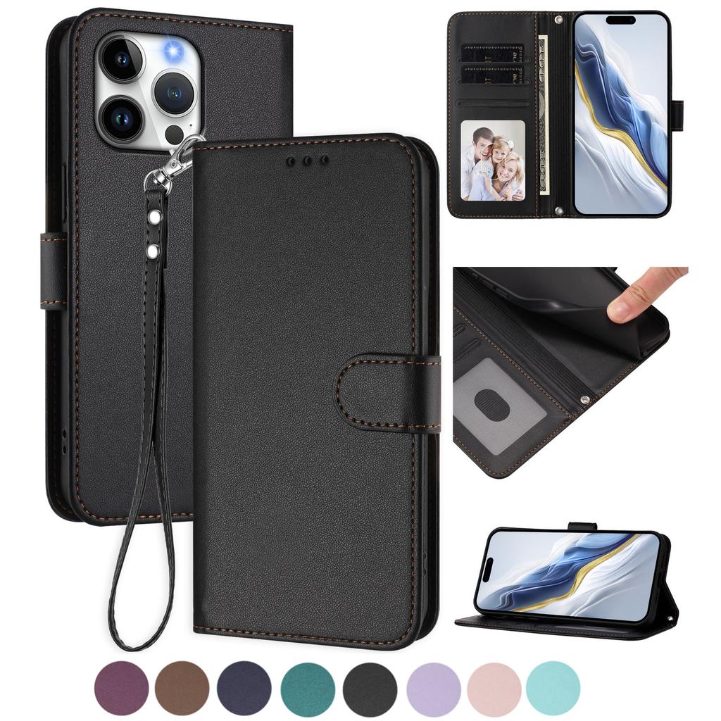 Wallet Flip Case For iPhone 17 16 15 14 13 12 11 Pro Max Air 8 7 Plus X XS XR SE 2020 2022 16e 17e PU Leather Cover with Card Slots
