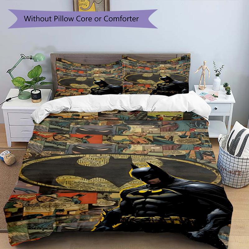 3pcs Duvet Cover Set (1*Duvet Cover + 2*Pillowcase, Without Core),Superheroes Print Bedding Set, Bedroom Decor, All‑Season, Birthday Gift