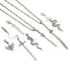 Collier Pendentif Épée et Serpent en Alliage Sombre Gothique pour Hommes et Femmes