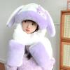 Cute Rabbit Ear Children's Hat & Scarf Combo - Plush, Warm, and Movable Ears for Girls.
