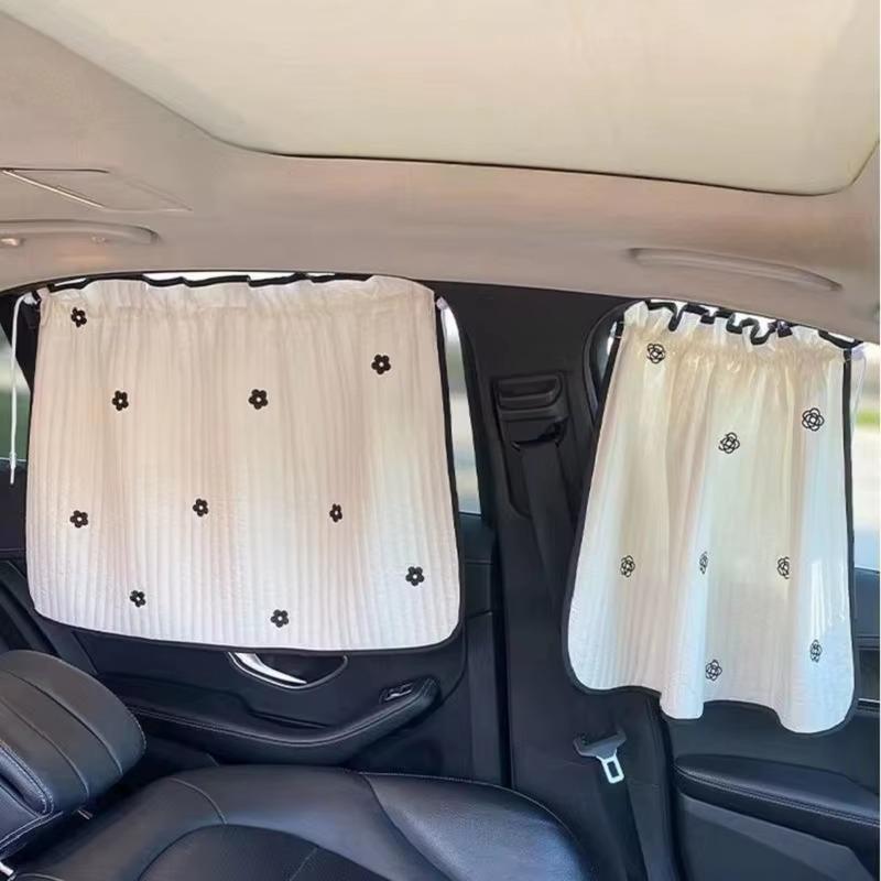 Car Baby Blackout Window Sun Cover Flower Thick Curtain For Vehicle Interior Rear Sunshade Infant Children Auto Curtain Side Car