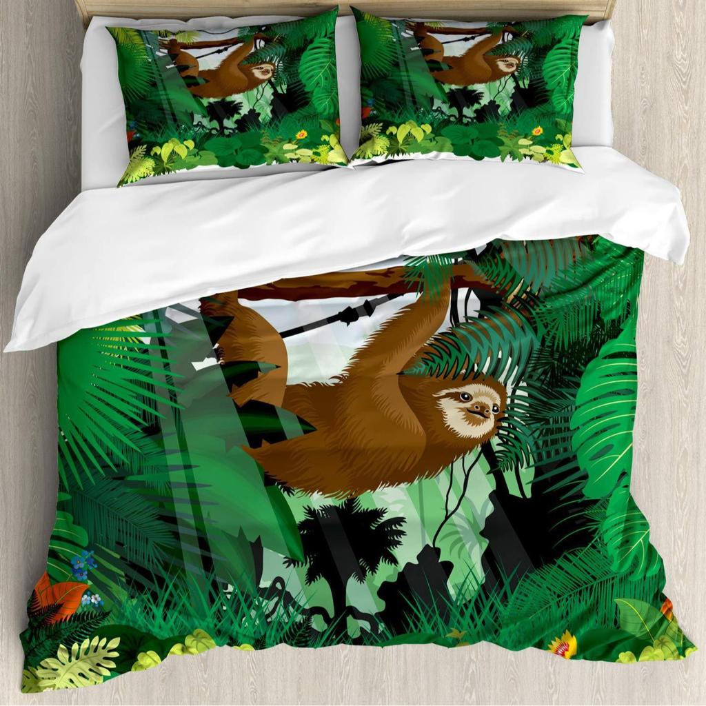 Sloth Starry Sky Duvet Set Three-Piece Children'S Room Decorative Bedding Set