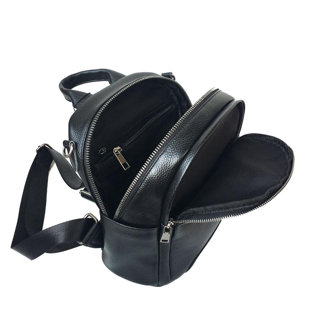 Leather Backpack Black Women'S Bag First Layer Cowhide Double Mezzanine Zipper Backpack Travel Bag