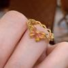 Elegant Vintage Gold Butterfly Ring For Women Featuring Unique Twisted Enamel And Open Design