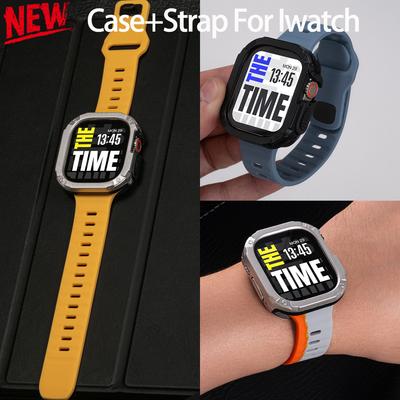 Case+Strap For Apple Watch Ultra 3/2 49mm 40/41 44/45 46mm Protective Cover Silicone Band For Iwatch Series 11 10 9 8 7 6 5 SE3