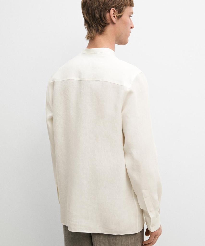 Masimodutti 100% Linen Stand Collar Shirt