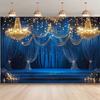 2D Blaue Goldene Kronleuchter Kulisse für Hochzeitsfotoshooting