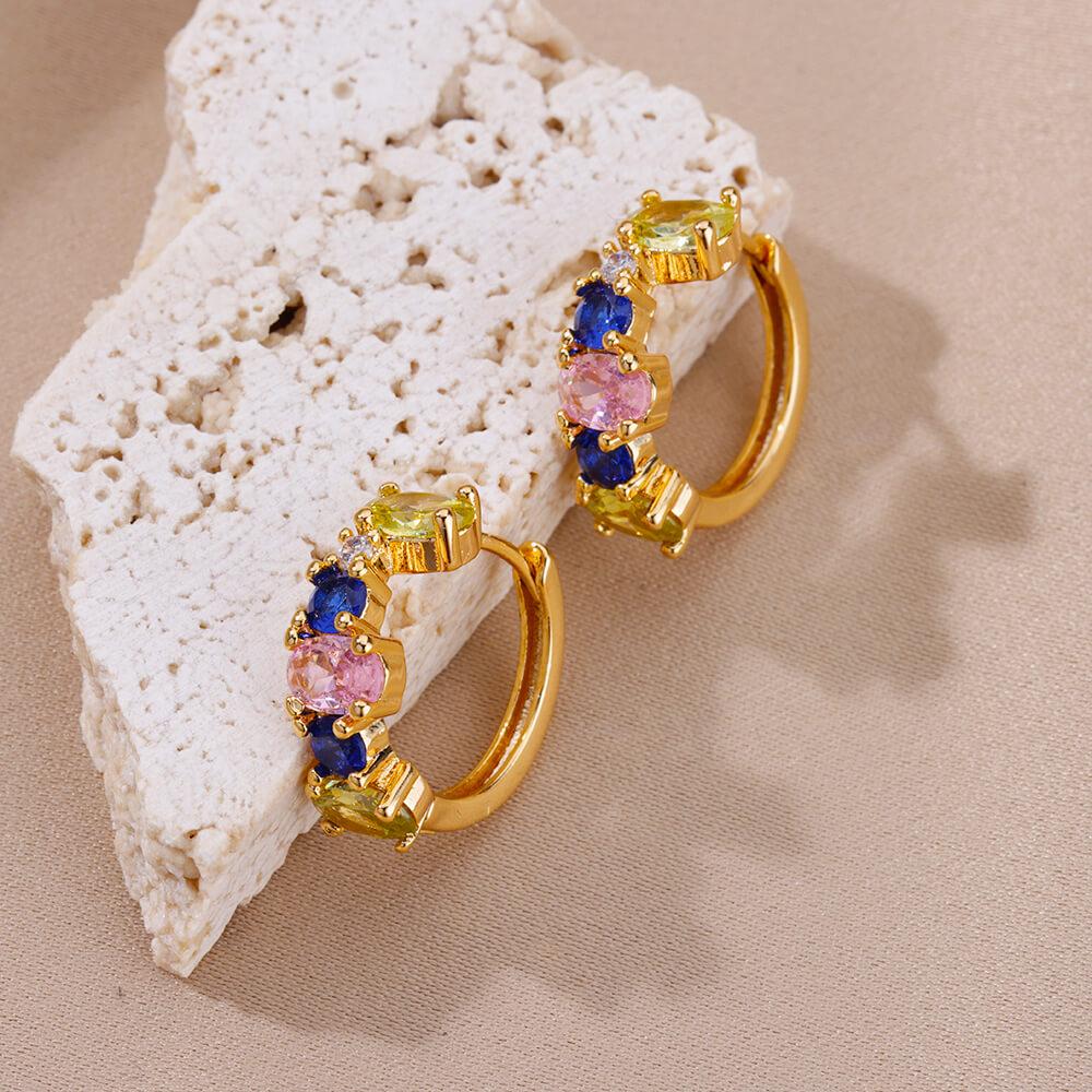 Colored Zircon Earrings For Womenstainless Steel Hoop Earring Luxury New In Wedding Trending Jewelry Gift Aretes Mujer