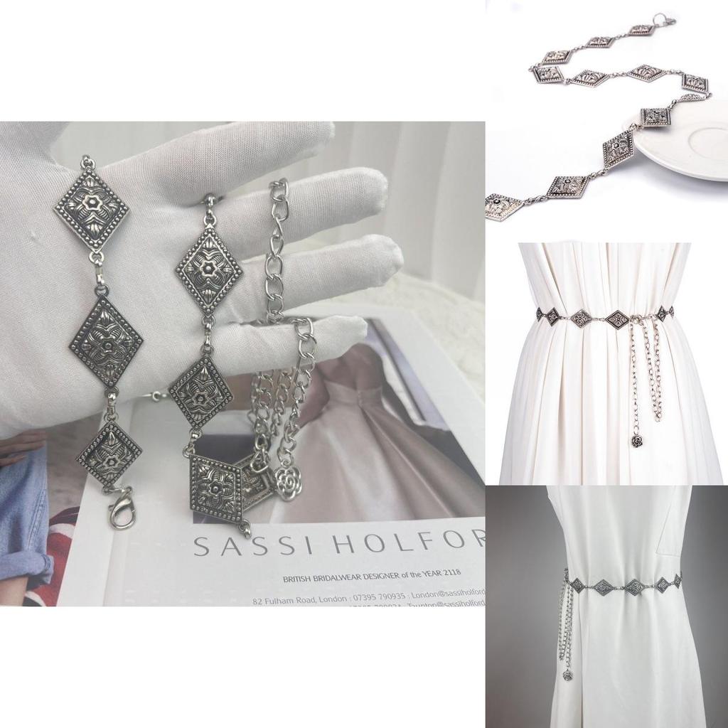 Fashionable Vintage Silver Chain Waist Belt With Floral Design For Women 2023 Trend