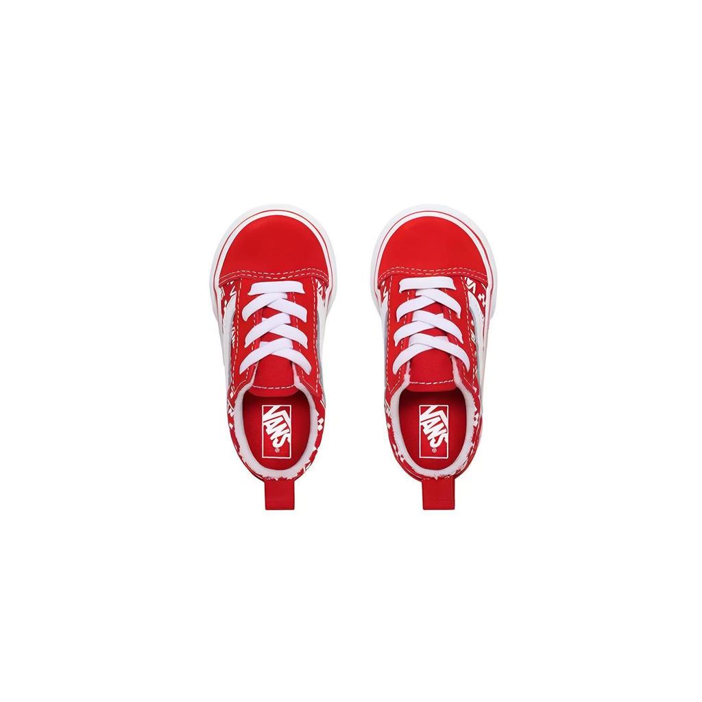 Vans Old Skool Logo Repeat Elastic Lace Low Top Walker Shoes Baby Sneaker Red VN0A4TZOW35