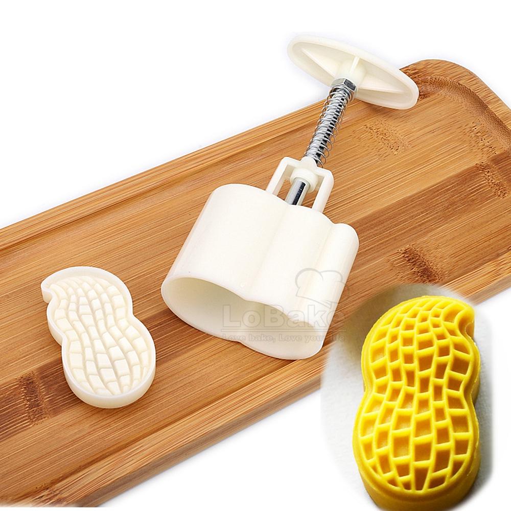 50g Fu Word and Peanut Shape Mooncake Plunger Mold with 1 Dics Mid Autumn Festival Chinese New Year Rice Cake Mould DIY Bakery