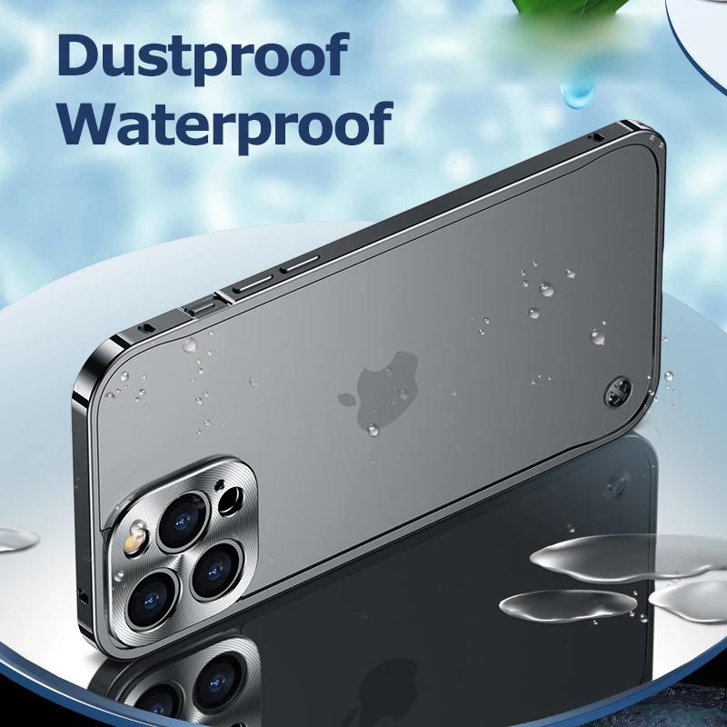 Metal Frame Lens Protection Matte Shockproof Phone Case for IPhone 12 11 13 15 16 Pro Max Mini 14 Plus Bumper Cover Accessories