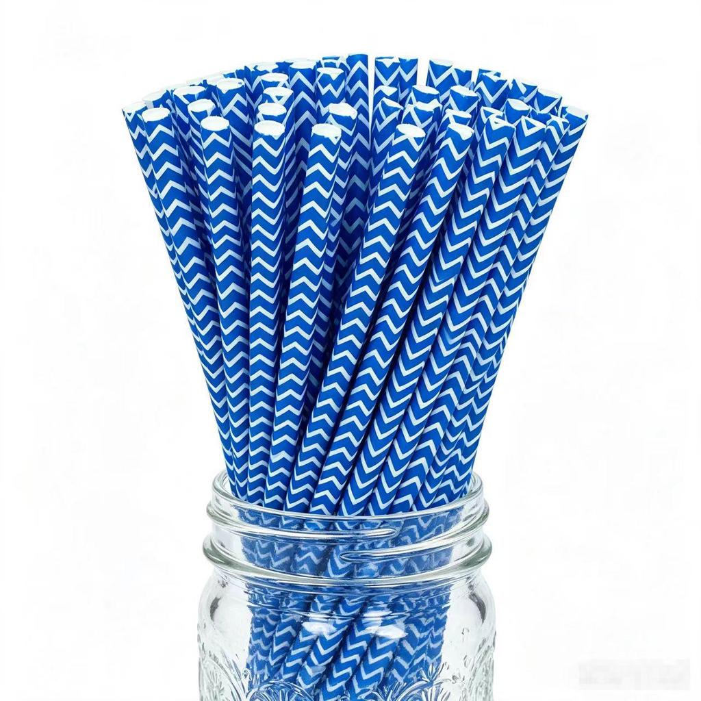 Individually Wrapped Biodegradable Striped Paper Straws