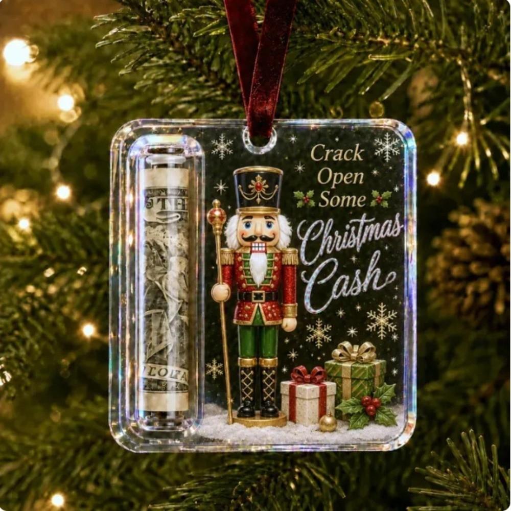 Hanging Christmas Cash Gift Ornament Acrylic Treat Holder Ornament  for Surprise Present