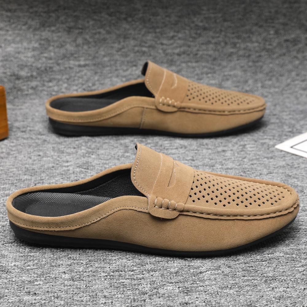 Hollow Out Mules Half Loafers Slippers Men Man Summer Slip On Sneakers Large Size 45 46 Open Back Casual Shoes Slides Sandals