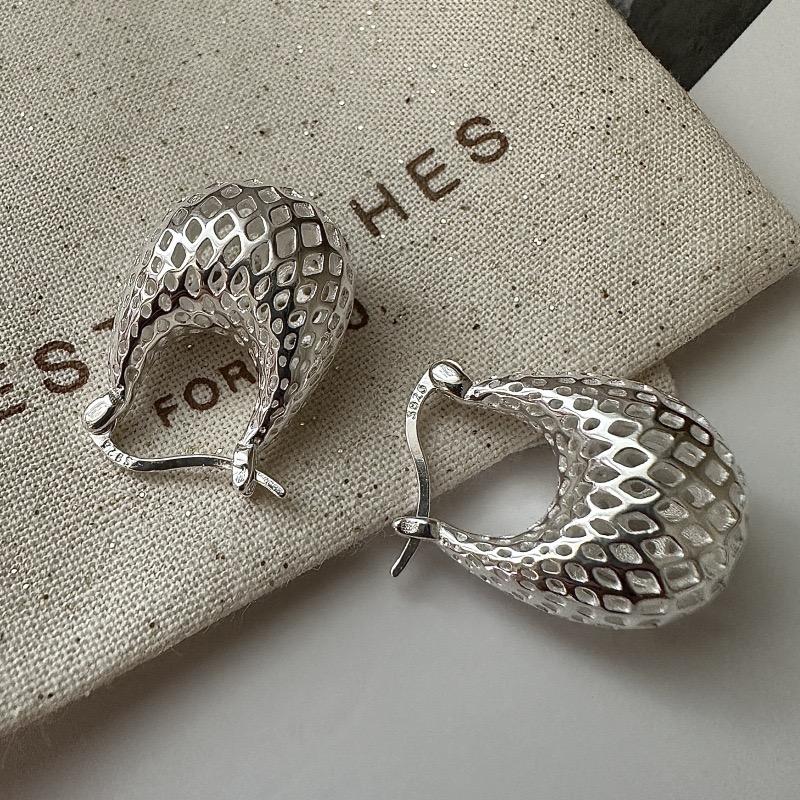925 Sterling Silver Vintage Earrings For Women Trendy Simple Big Web Earring Jewelry Prevent Allergy Party Accessories