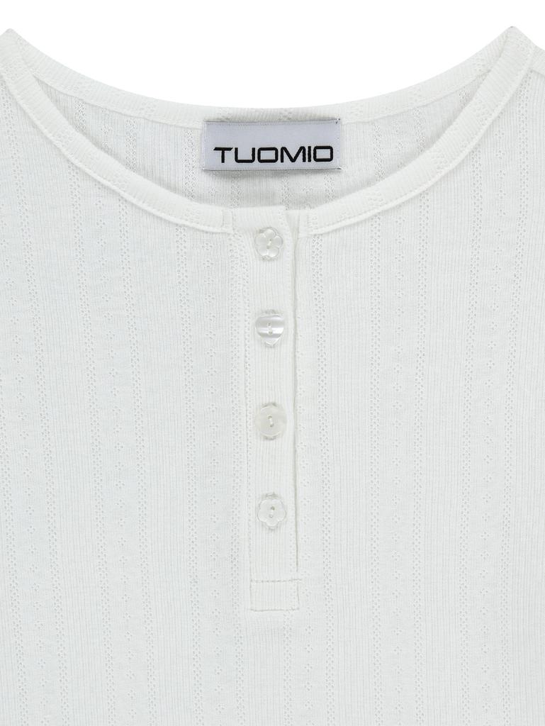 TUOMIO Pointelle Capri T-Shirt [White]