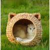 Natural Cattail Kennel for Cats Handmade Weaving Semi-Enclosed Pet House Cool and Breathable Cat Cage Pet Nest
