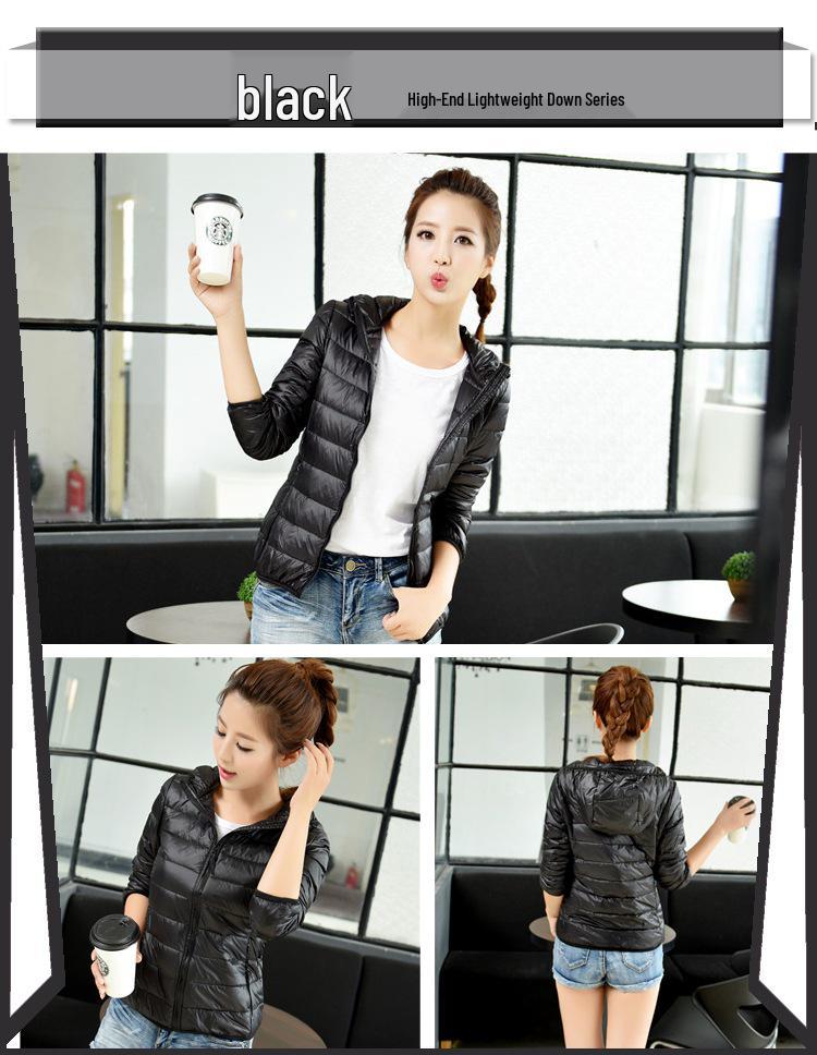 2026 Women's Lightweight Hooded Down Jacket - Ultra-Light Short White Duck Down for Winter