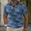 Fashionable Geometric Color Blocked Pattern 3D Digital Printing Men's Comfortable Polo Shirt