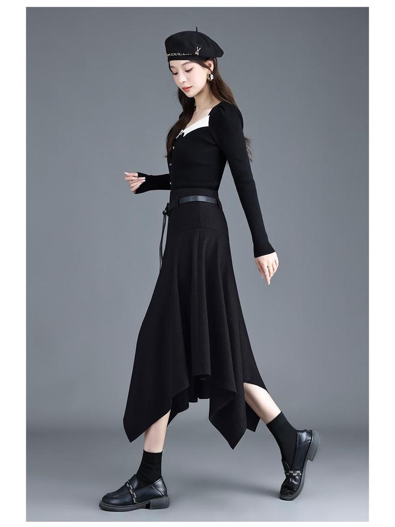 Autumn/Winter 2025 High-Waisted Wool Midi Skirt: Fashionable & Elegant Women's Wear