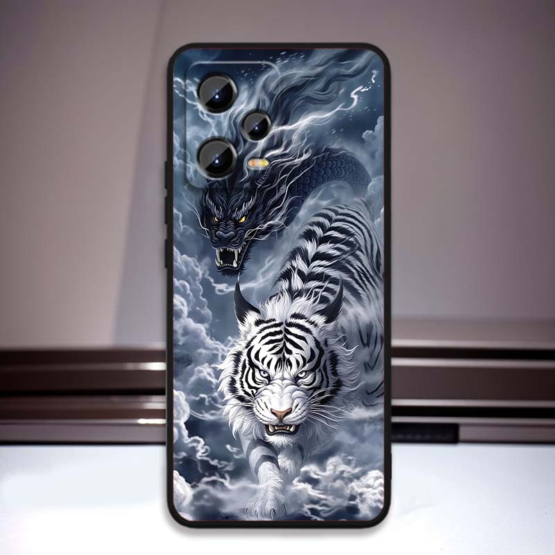 Anime Dragon Design Phone Case For Xiaomi Redmi Note 15 14 13 12 12S 11E 11 11S Pro Plus 4G 5G Black Soft TPU