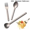 Outil de Camping EDC Pur Ustensiles de Cuisine en Titane Couverts Fourchette Cuillère à Long Manche Accessoires de Pique-nique en Plein Air