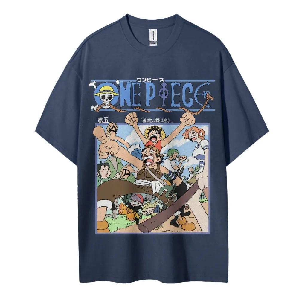 One Piece Animation Derivatives Luffy Usopp Printing Mens and Womens Summer Fashion Breathable Street Shortsleeved TShirt