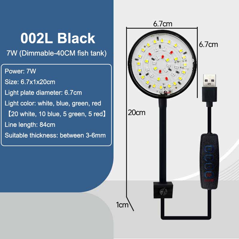 Usb Aquarium Led Lamp Fish Tank Light Decor Aquatic Plant Multiple Modes Dimmable Lightness Full Spectrum Mini Clip Light