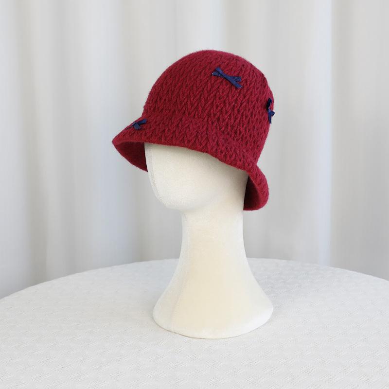 Knitted wool hat children autumn and winter windproof and warm bucket hat showing small face versatile ear protector basin hat