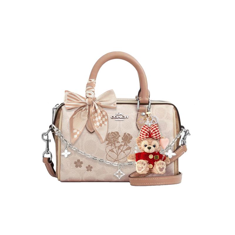 

COACH handbag [Customized bag] Rowan 18 brand logo detachable shoulder strap, sewn embroidered carriage logo, PVC handbag Hua Chao Youxin Basic Model коричневий