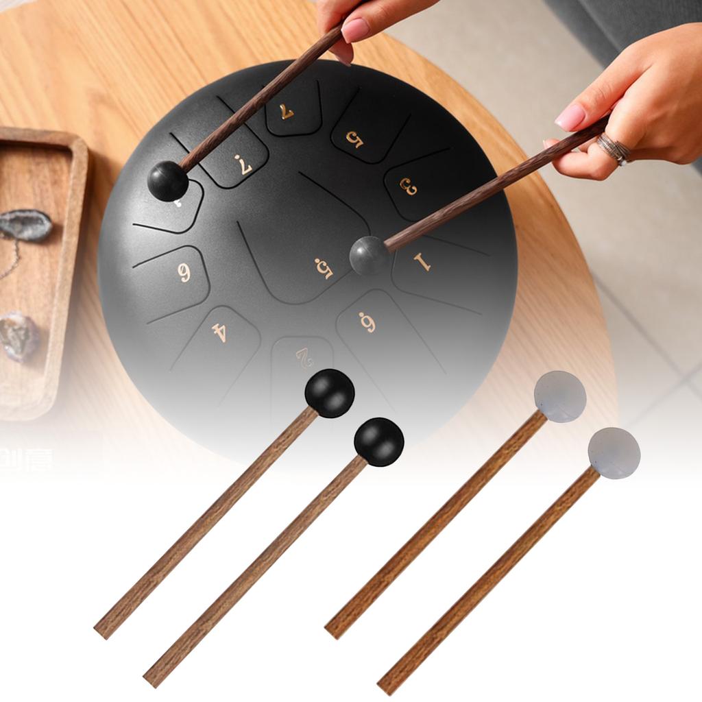 1Pair Steel Tongue Drum Mallet Glockenspiel Drum Stick Rubber Drumsticks with Wood Handle Percussion Instrument Parts