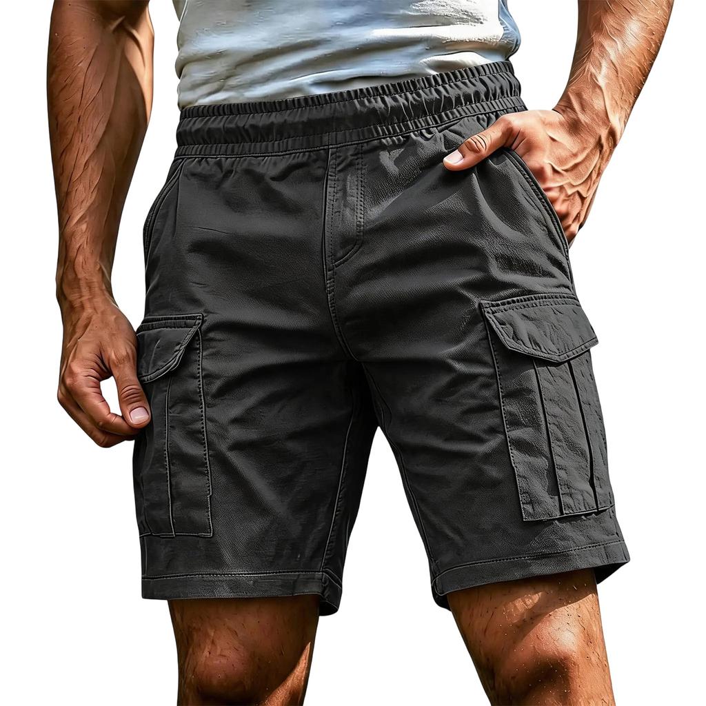 Pantaloncini Cargo Casual Leggeri da Uomo Vita Elastica Design Multi Tasche Tessuto Resistente Cavallo da Cinque Pollici Pantaloncini Estivi