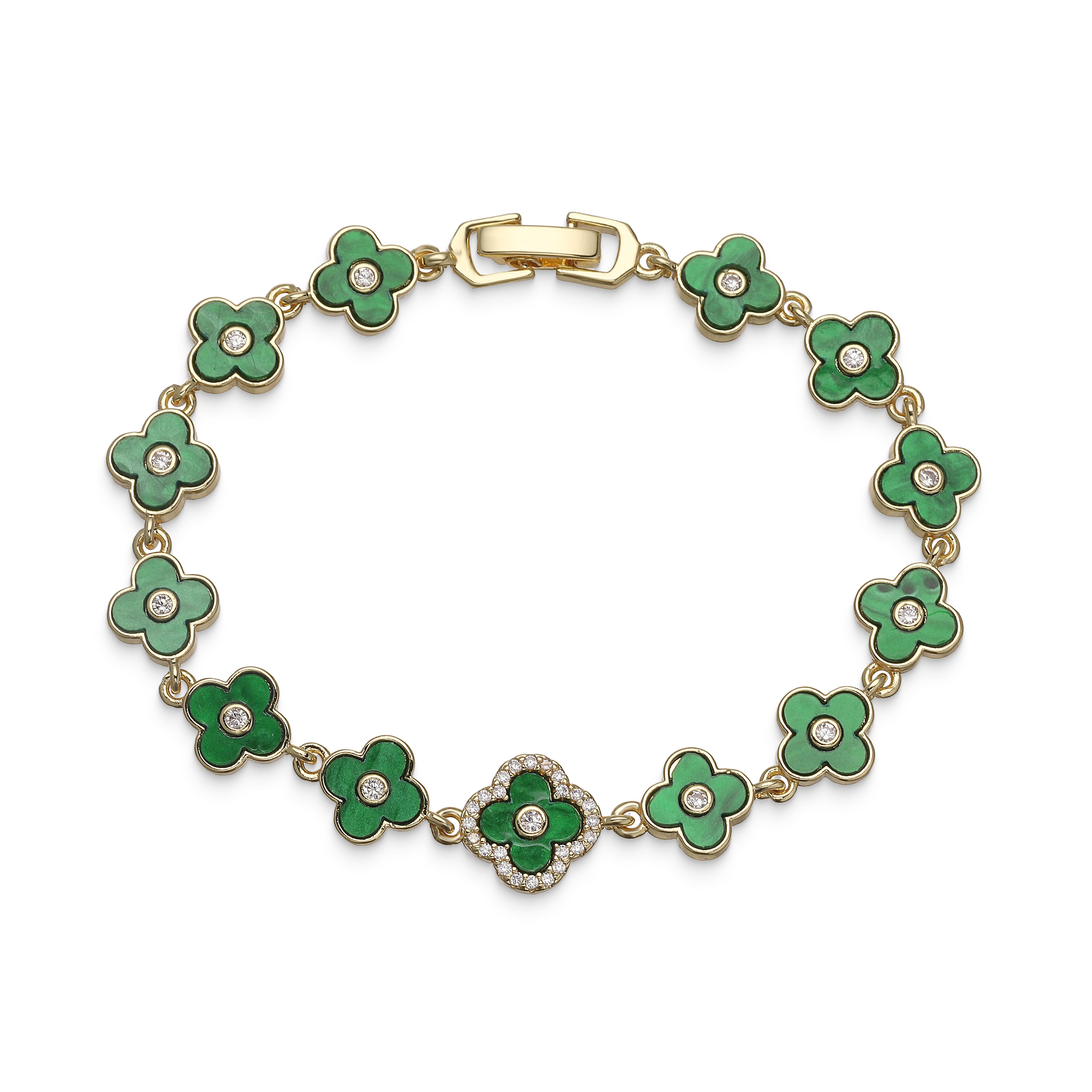 

7.28inch Pearl-Finish Zircon Floral Charm Bracelet Exquisite Sweet Charming Featuring A Clasp Design—Birthday Gift For Women 18.5cm