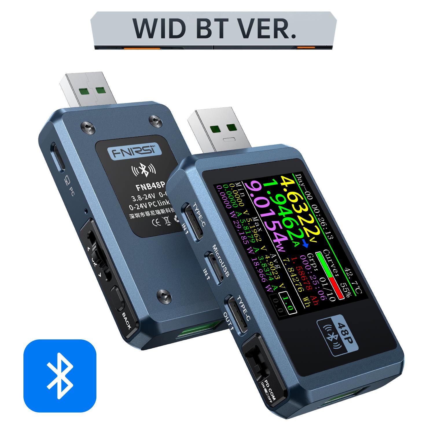 

FNIRSI FNB48P USB-тестер Вольтметр Амперметр TYPE-C Швидке виявлення заряду Тригер Вимірювання ємності з металевою оболонкою з ЧПУ синій
