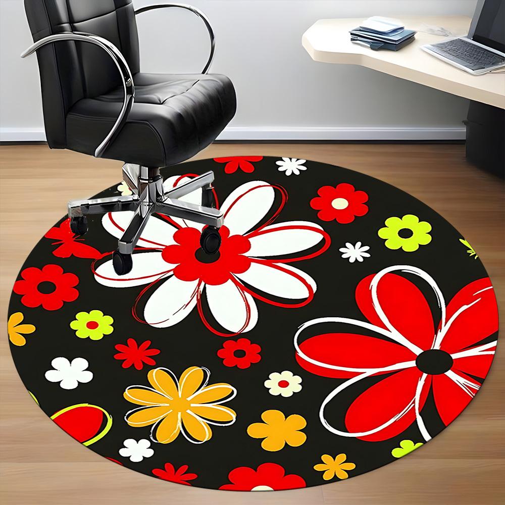 1pc Floral Pattern Chair Carpet for Office - Durable, Ideal for Chair Mats, Stylish & Functional Decorative Rug Yy260130037