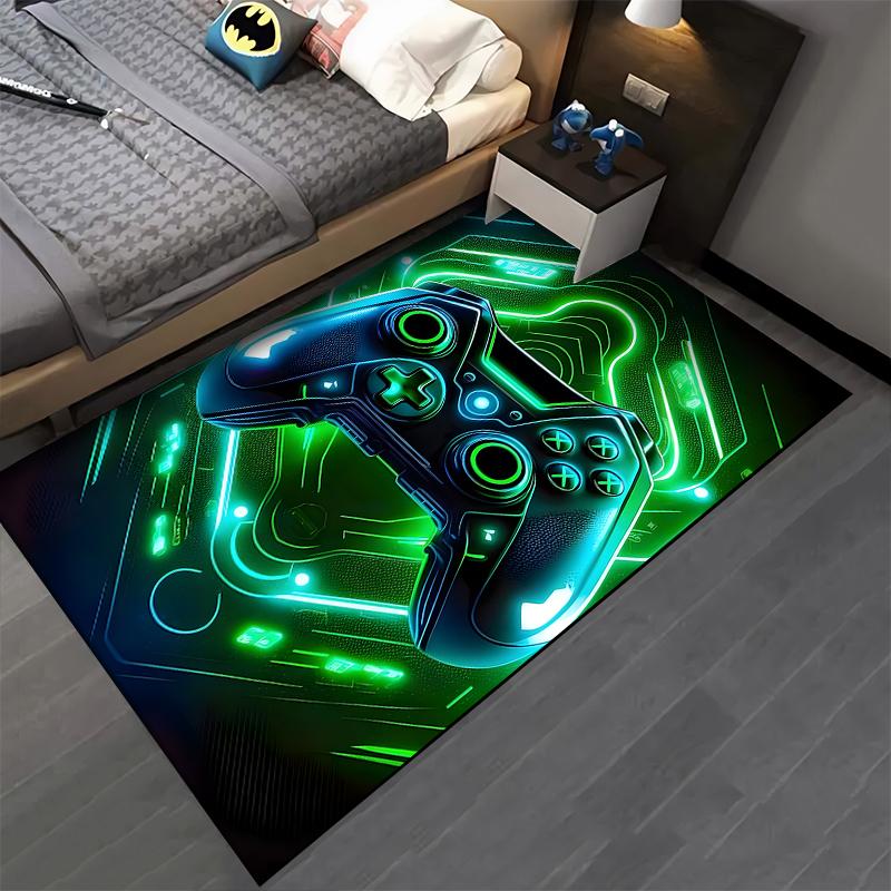 "Gaming Controller Pattern Carpet with Neon Green and Blue Design" Suitable for Use As an Anti-slip for Living Room Bedroom Sofas