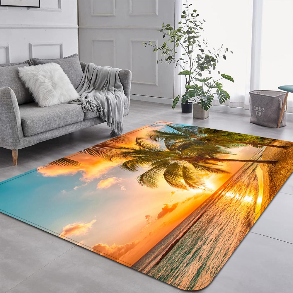 Beach Wave Seaside Pattern Carpet Soft Living Room Decor Rug Floor Mat for Bedroom Sofa Area Balcony Lounge Kitchen