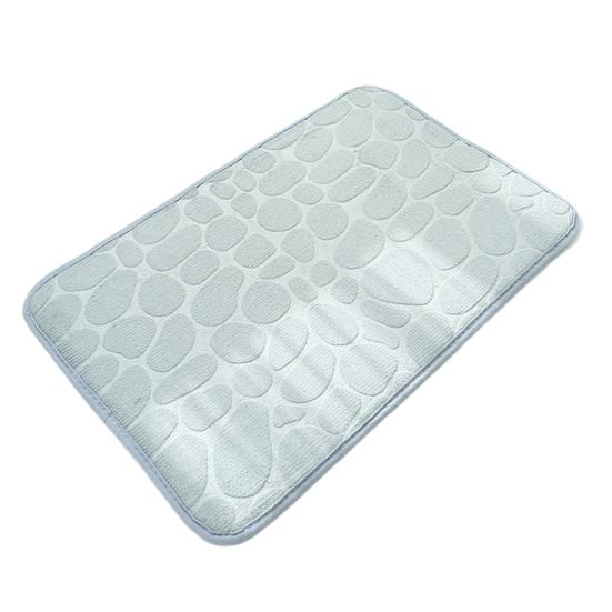 Coral Velvet Floor Mat, with Pebble Pattern Bathroom Carpet, Absorbent Non-Slip Door Mat for Bathroom Entryway Kitchen