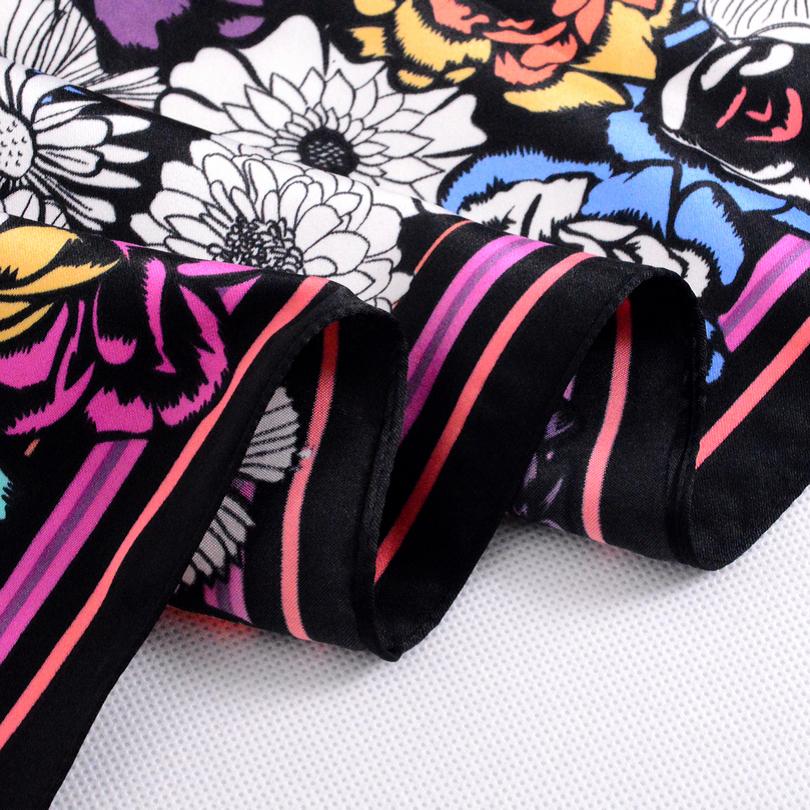 [BYSIFA] Brand Black Ladies Silk Scarf  New 90*90cm Matt Satin Square Scarves Fashion Accessories Spring Autumn Silk Scarf