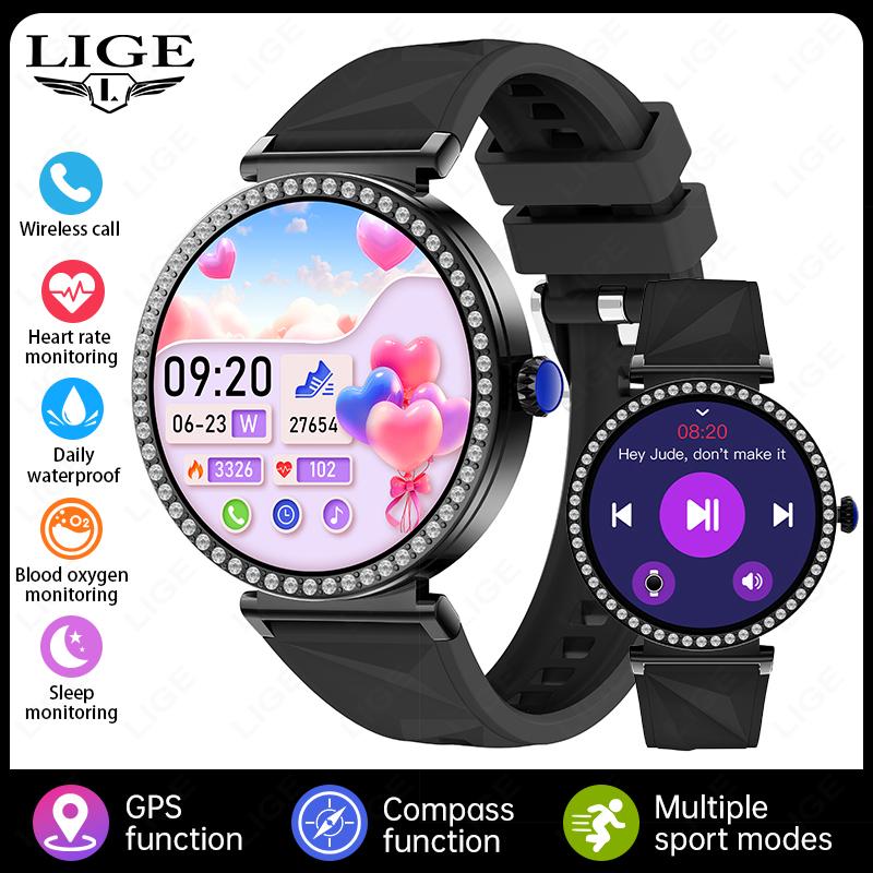 

New GPS Bluetooth Call Smart Watches Women Sport Track Heart Rate Oximetry Health Ladies Smartwatch Woman Custom Watch Face GPS Tracking чорний
