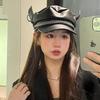 Korejský styl Pu kůže Beret s uchy jako u beránka Design Retro kšiltovka Duckbill Dámská Pánská Podzim Zima Street Fashion Osobnost Čepice Newsboy