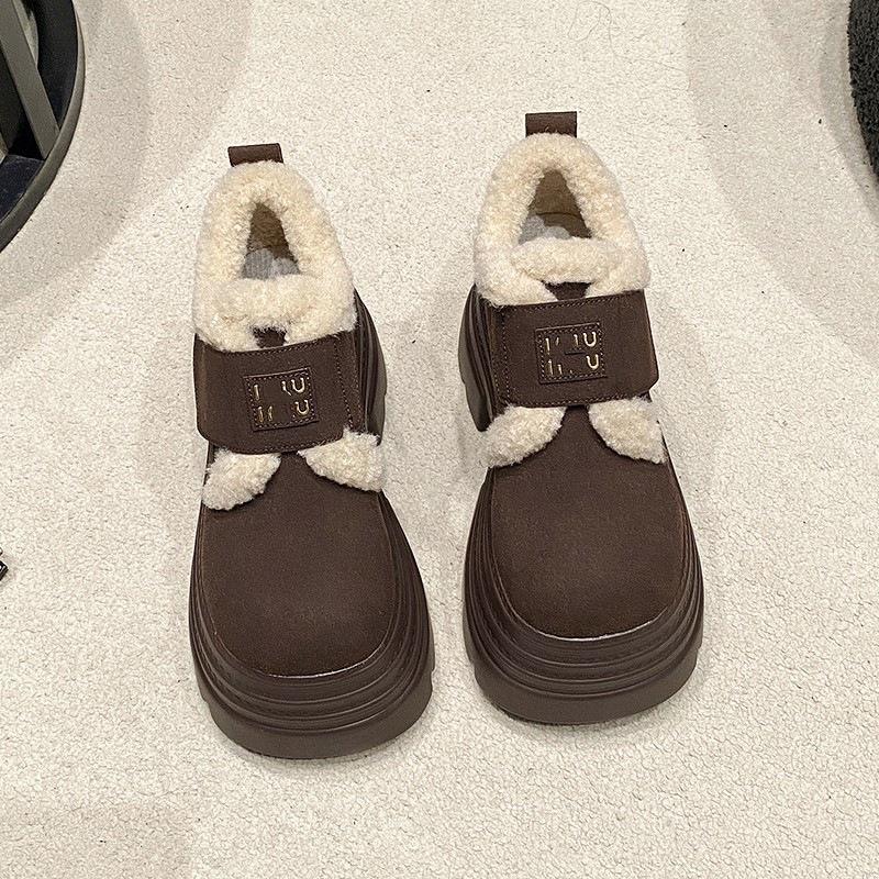 New velvet thick-soled winter heightening small fluffy shoes thickened warm cotton shoes