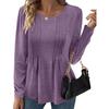 Spring and Autumn Striped Solid Color Round Neck Long Sleeve Casual T-shirt Fashion Women's Top