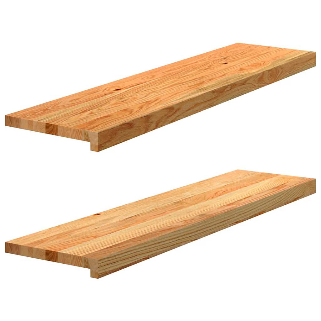 Stair Treads 2 Pcs Light Brown 100x25x2 cm Solid Oak Wood